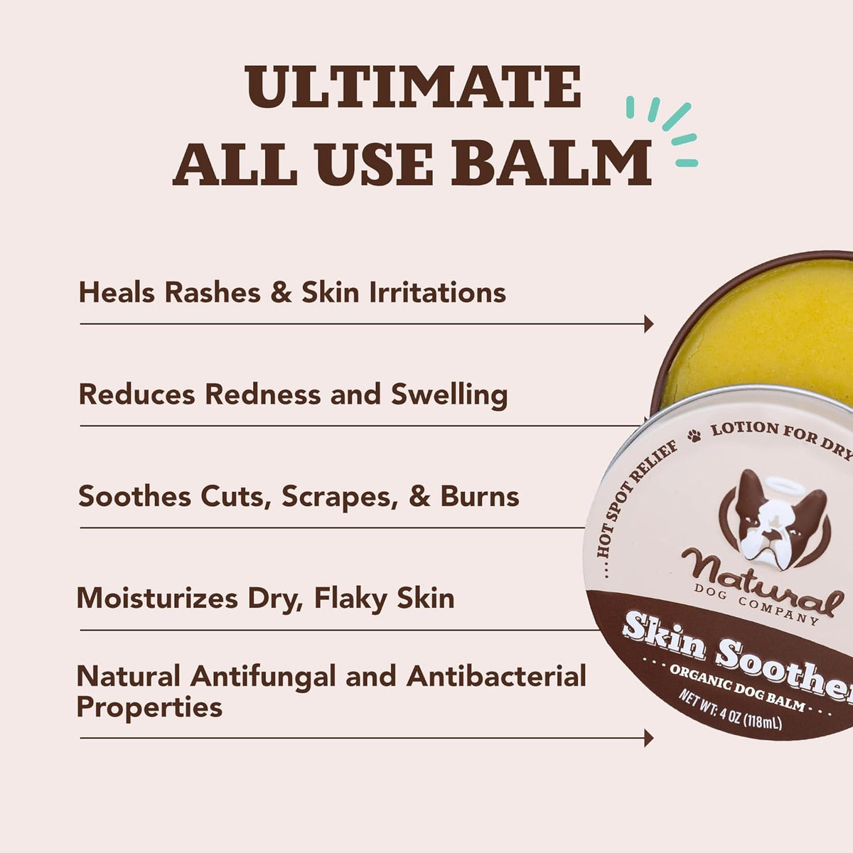 Natural Dog Company Skin Soother Balm, Protects from Hot Spots, Itching & Irritation Relief