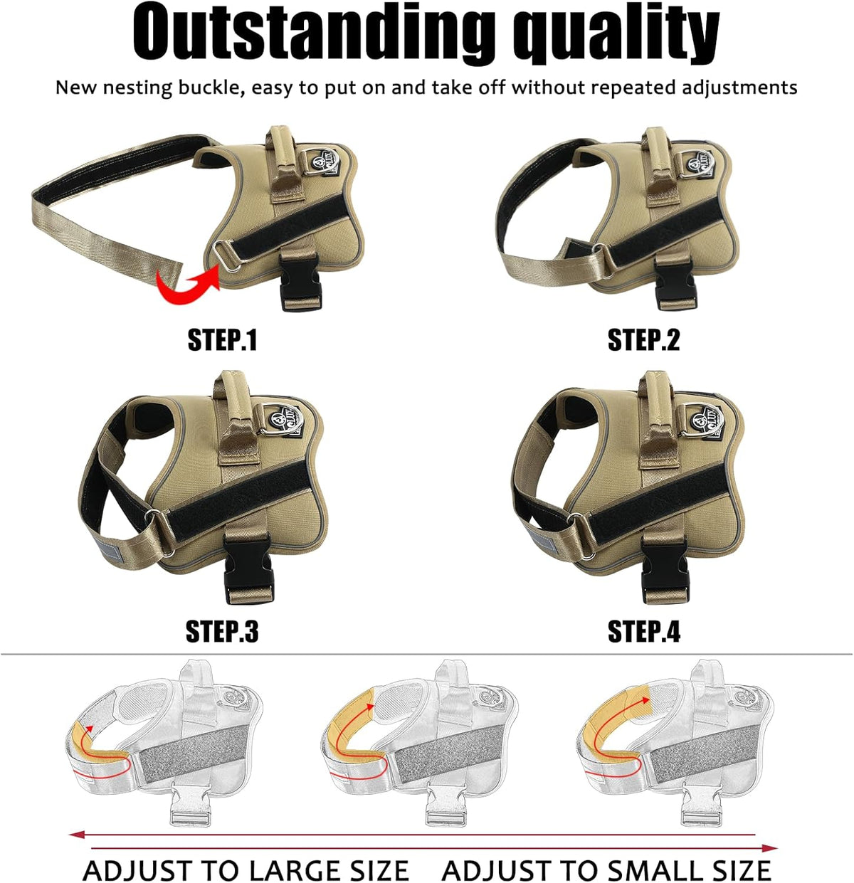 Bolux Dog Harness, No-Pull Reflective Dog Vest, Breathable Adjustable Pet Harness with Handle for
