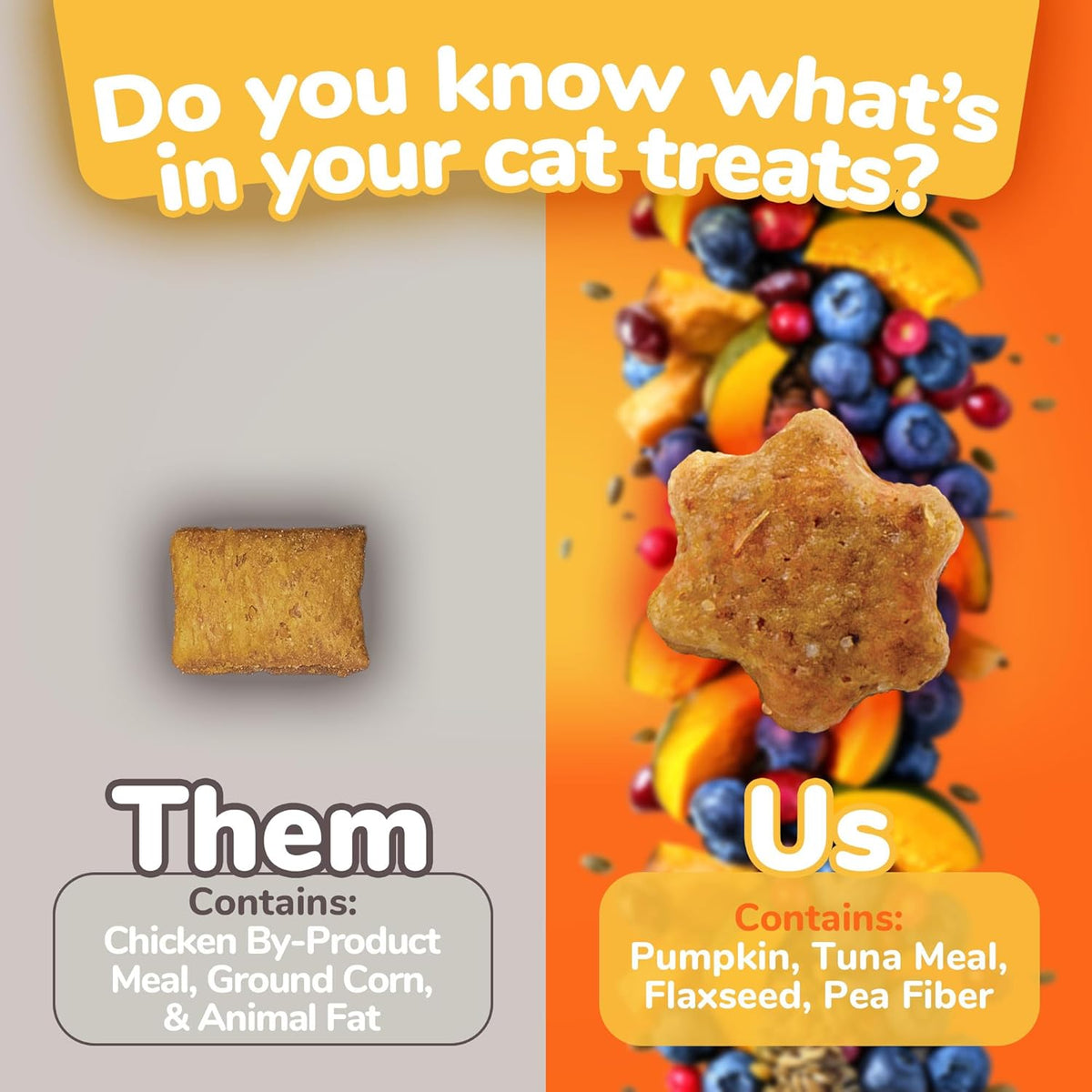 Fruitables Cat Treats, Healthy Treats for Cats, Low Calorie and Packed with Protein, Crunchy