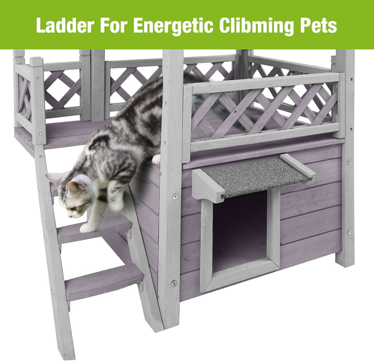 GUTINNEEN Cat House Outdoor Weatheproof Feral Cat Shelter Wooden Cat Condos for Winter Large