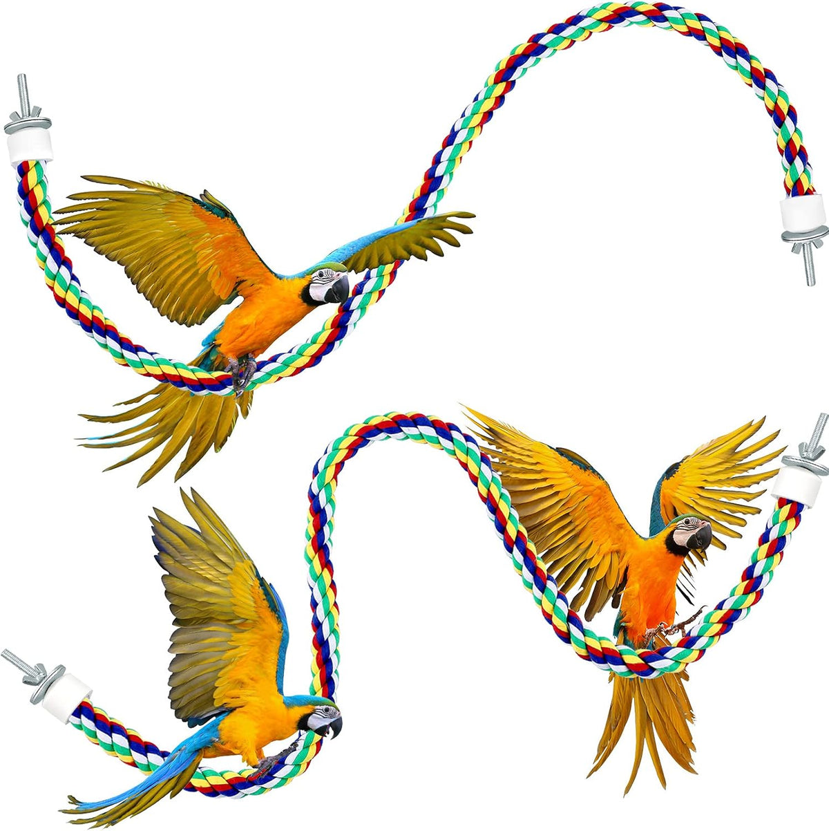 Weewooday 2 Pcs Bird Rope Perches Climbing Rope Bird Cage Accessories for Parrots, Parakeets