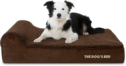 The Dog’s Bed Orthopedic Headrest Dog Bed Large Brown Plush 40x25, Memory Foam, Pain Relief