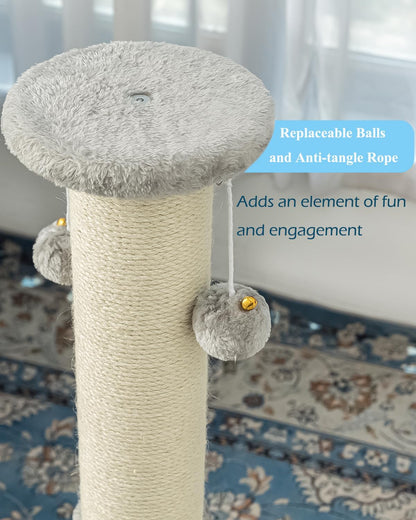 Kilodor 34Inch Tall Cat Scratching Post,4.3Inch Diameter Large Sisal Cat Scratch Post with Ball