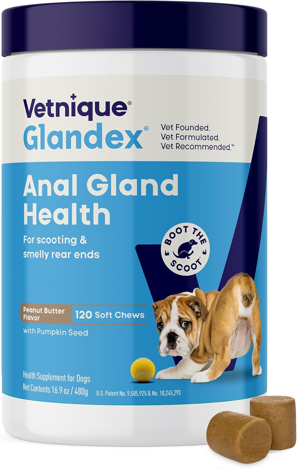 Vetnique Glandex Anal Gland Soft Chew Treats with Pumpkin for Dogs Digestive Enzymes, Probiotics