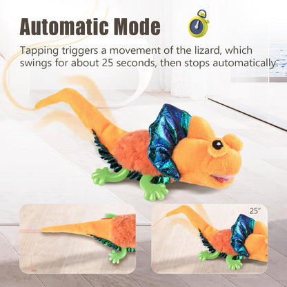 Migipaws Cat Toys, Touch Activated Flapping Chirping Lizard Kitten Toy with Catnip for Indoor Cats