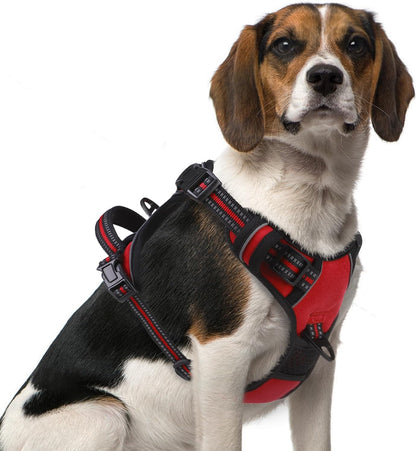 PUPTECK No Pull Dog Harness Medium Sized, Adjustable Reflective Dog Harness with Handle Easy