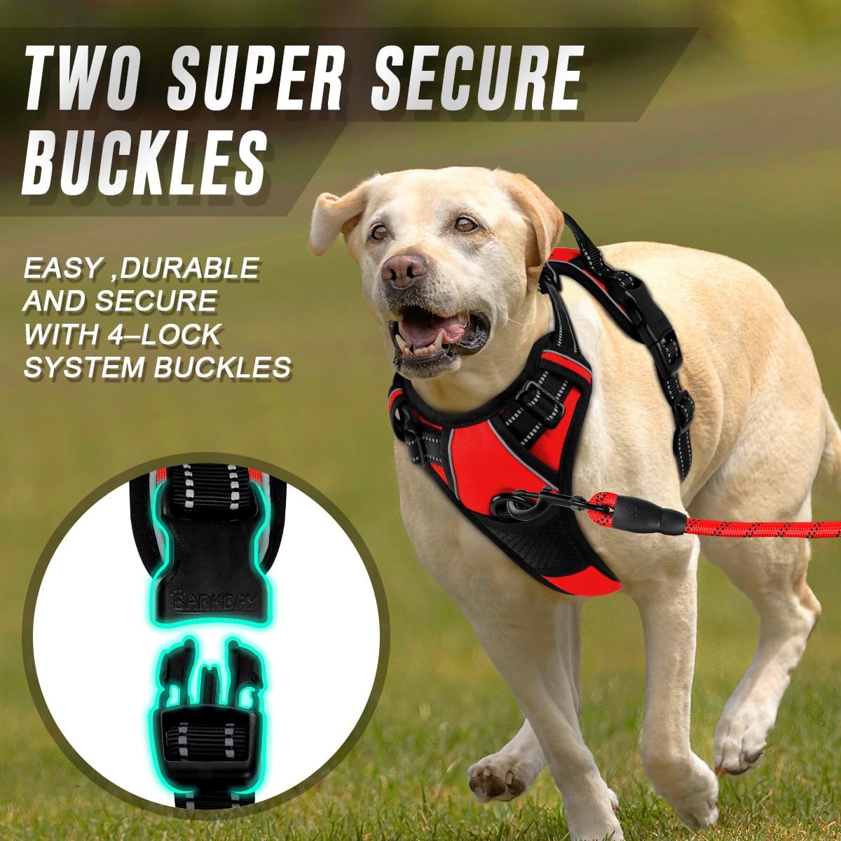 BARKBAY No Pull Dog Harness Front Clip Heavy Duty Reflective Easy Control Handle for Large Dog
