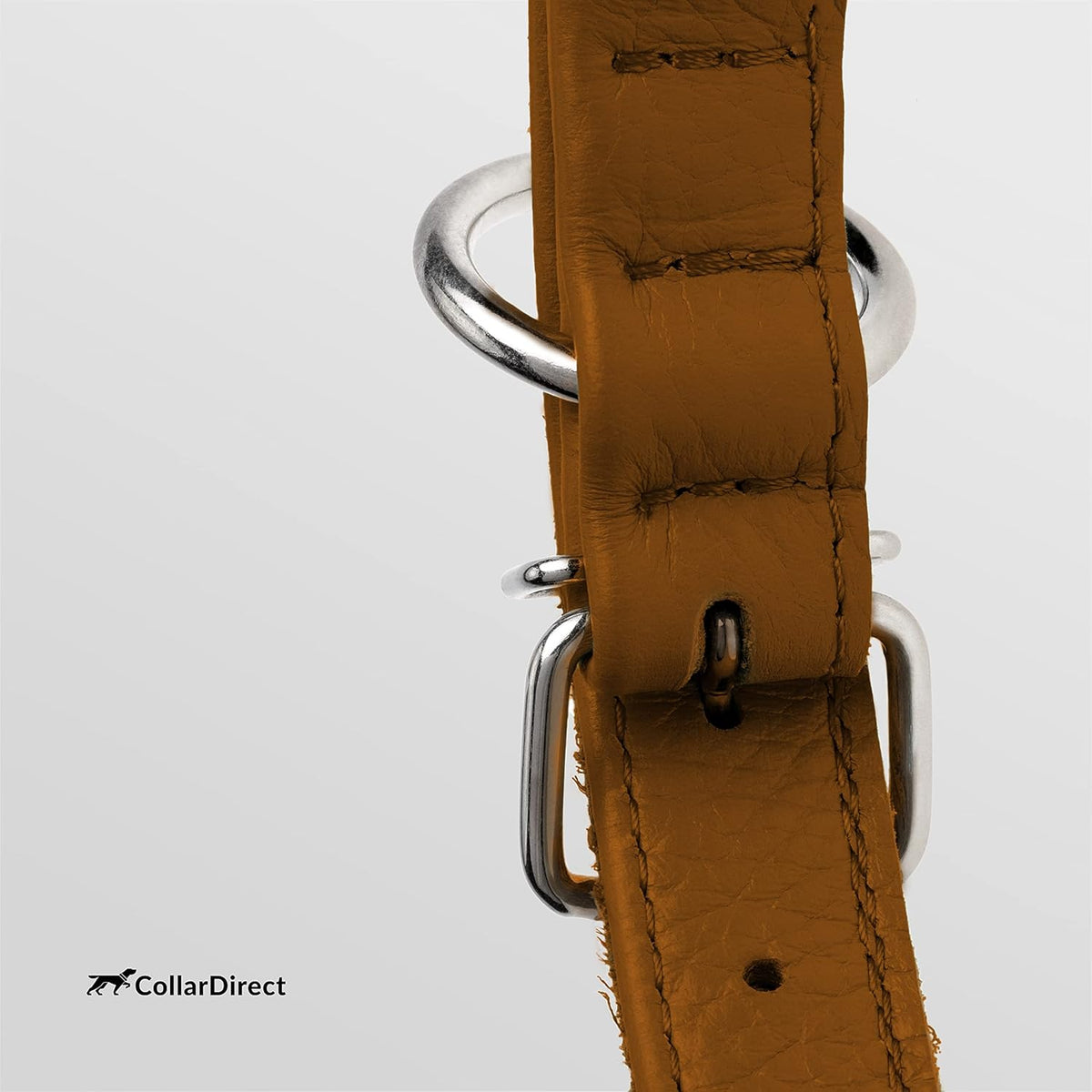 CollarDirect Rolled Leather Dog Collar, Soft Padded Round Puppy Collar, Handmade Genuine Leather