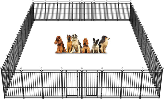 Dog Playpen Outdoor 32 Panels Heavy Duty Dog Fence 47" Height with Thick Pipe Anti-Rust with Doors