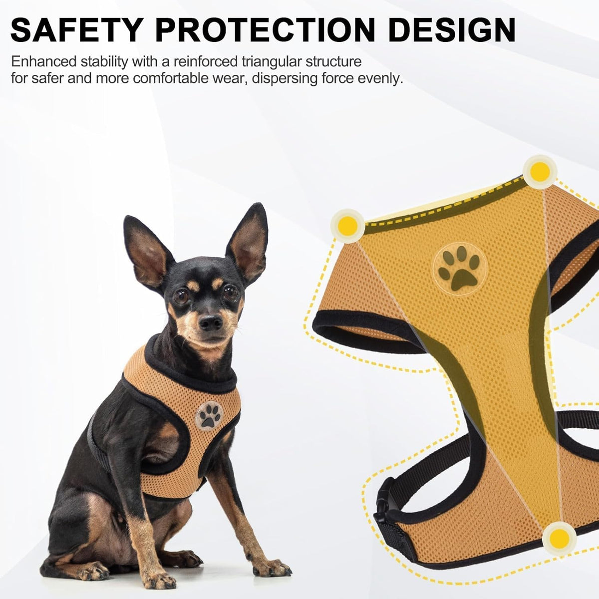 BINGPET No Pull Dog Harness,Soft Mesh Breathable All Weather Vest Harness,Safety Protection Design