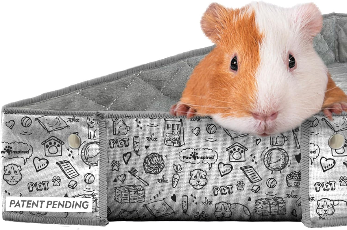 Paw Inspired Critter Box | Washable Guinea Pig Cage Liners with Raised Sides | Fleece Bedding for