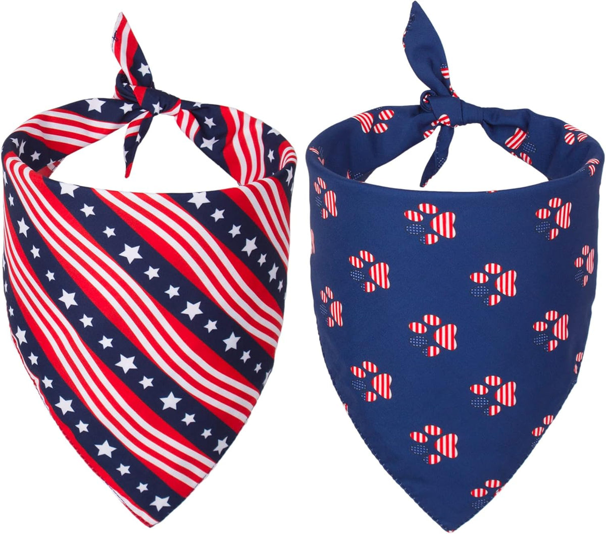 PTDECOR American US Flag Dog Bandana 4th of July Dog Bandanas Reversible Triangle Bibs Scarf for