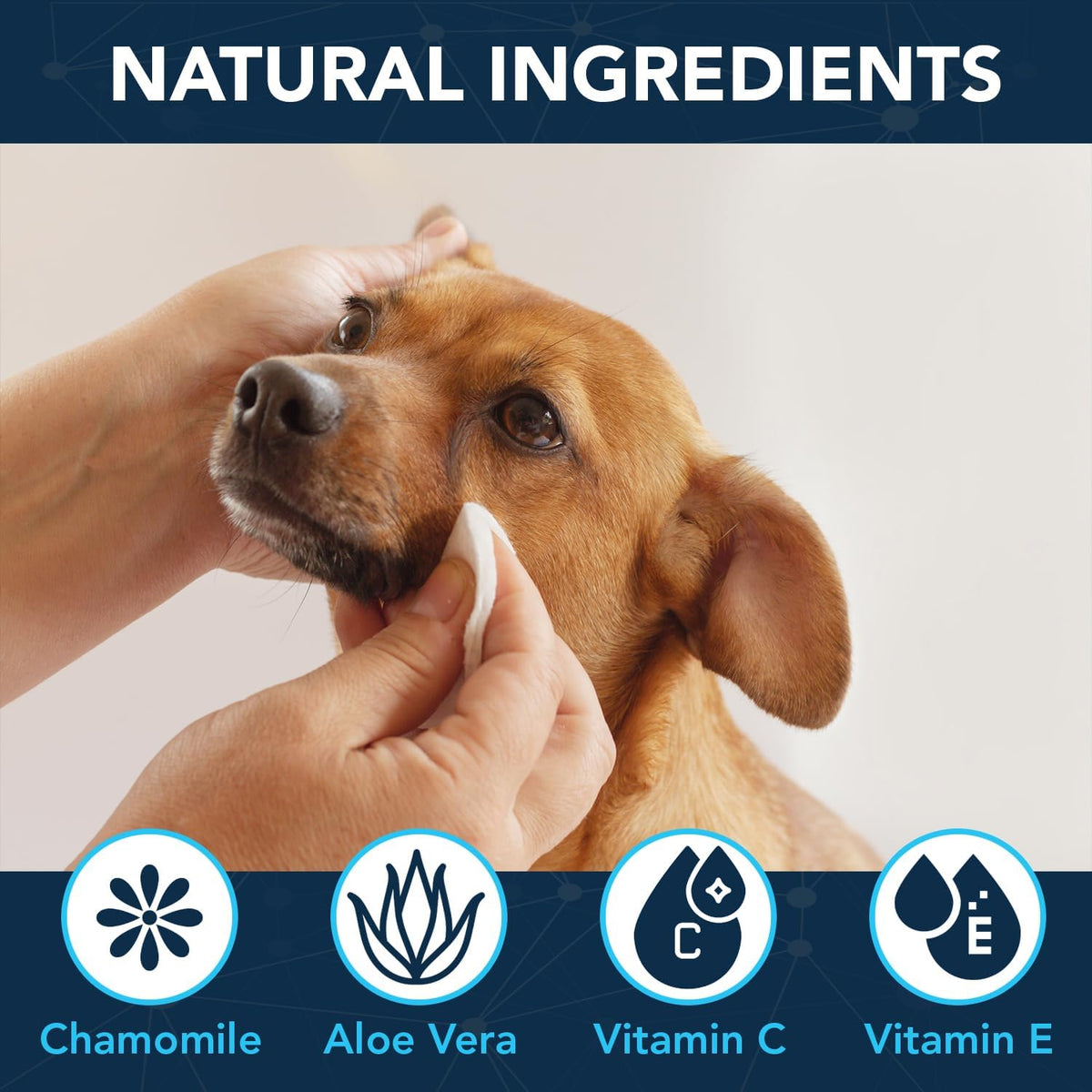 NOVEHA 100PCs Dog Eye Wipes - Tear Stain Remover for Dogs - Formulated with Chamomile and Aloe to