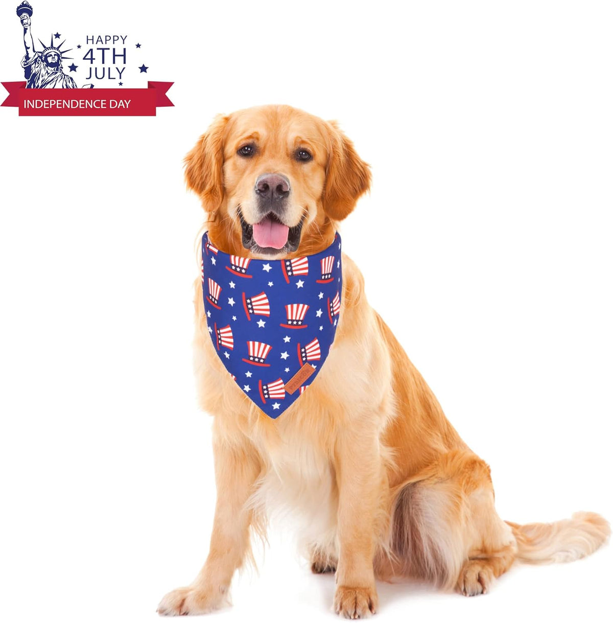 PTDECOR American US Flag Dog Bandana 4th of July Dog Bandanas Reversible Triangle Bibs Scarf for