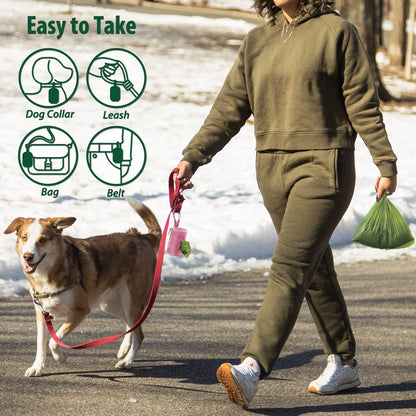Dog Poop Bag Holder for Leash Doggie Waste Bag Dispenser Soft Fabric Puppy Potty Carrier Small