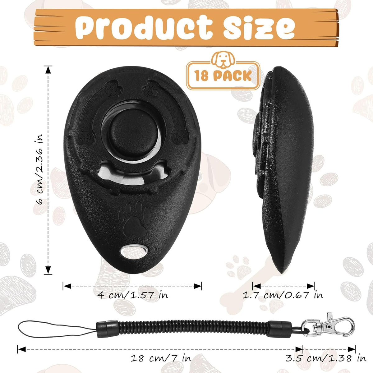 Frienda 18 Pieces Dog Training Clicker, Pet Behavioral Training Clickers with Wrist Strap for Dogs