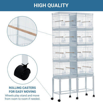 Lot-4 Breeding Bird Cage, Parrot Cage, Stackable Center Divided Breeder,Seperate Removable Tray