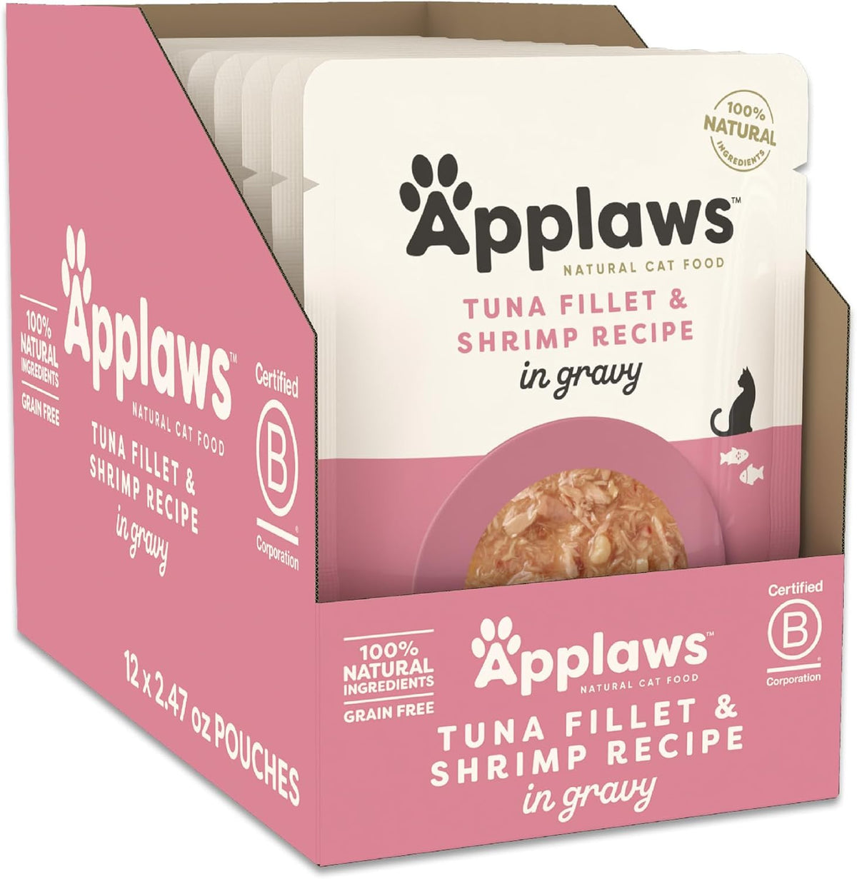 Applaws Natural Wet Cat Food in Gravy, Limited Ingredient Wet Cat Food Pouches, No Additives, Made