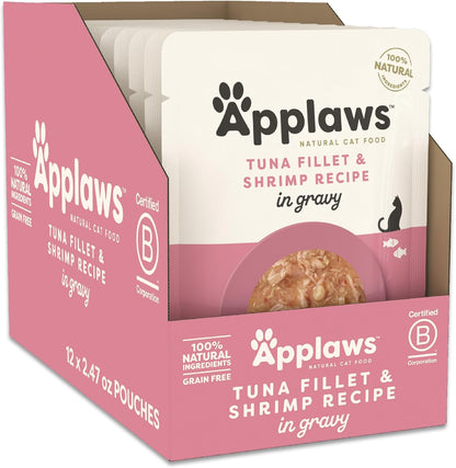 Applaws Natural Wet Cat Food in Gravy, Limited Ingredient Wet Cat Food Pouches, No Additives, Made