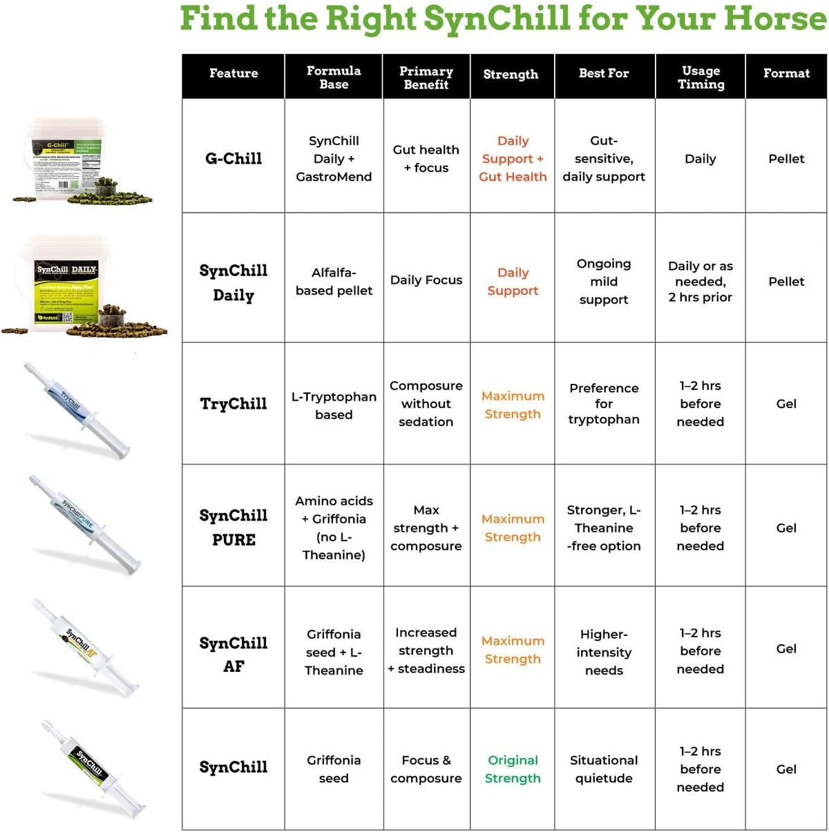 SynChill Oral Horse Calming Gel, 100% Natural & Nutritional Supplement, Lab Proven Results