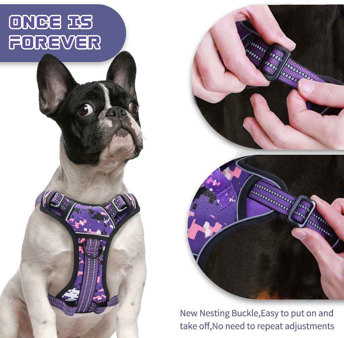 No Pull Dog Harness for Medium Dogs, Adjustable No Choke Pet Vest with Dog Leash Fit Smart