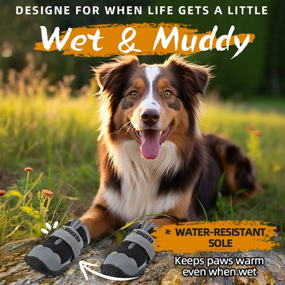 Hcpet Dog Shoes for Large Dogs, Waterproof Dog Booties for Small Medium Dogs, Anti-Slip Dog Boots &