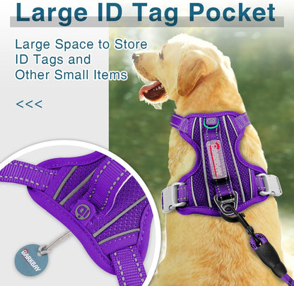 BARKBAY Dog Harness No Pull with ID Tag Pocket - Heavy Duty, Reflective, Easy Control for Large