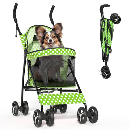 Magshion Compact Pet Stroller for Small-Medium Dogs/Cats up to 22lbs, 4-Wheel Lightweight Umbrella