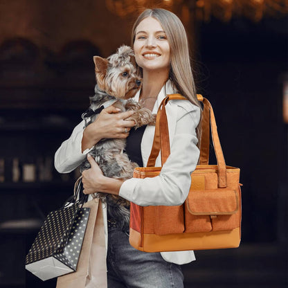 Cat Carrier, Dog Carrier, Pet Carrier, Foldable Waterproof Premium PU Leather Oxford Cloth Dog
