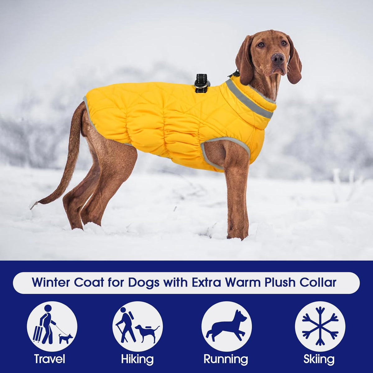 FUAMEY Dog Coat for Large Dogs,Waterproof Dog Winter Jacket with Harness Built in Puppy Cold