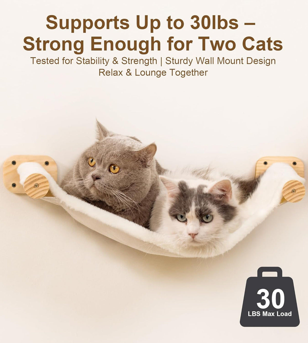 Cat Wall Hammock Shelves, Dual-Sided Cat Bed with Canvas & Plush Fabric, Wall Mounted Shelf for