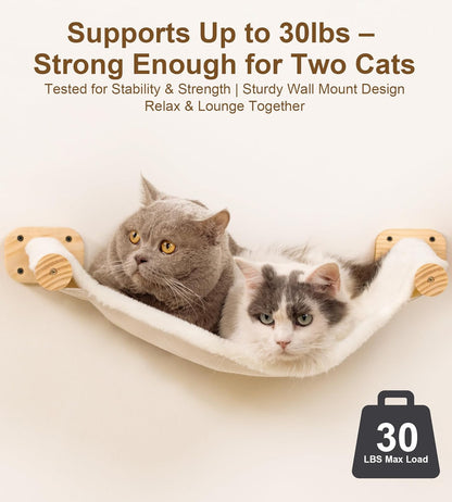 Cat Wall Hammock Shelves, Dual-Sided Cat Bed with Canvas & Plush Fabric, Wall Mounted Shelf for