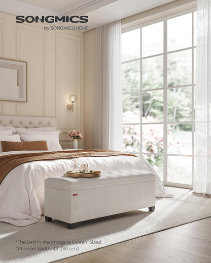 SONGMICS Velvet Storage Ottoman Bench, Foot Rest with Legs, 15.7 x 43 x 15.7 Inches, End of Bed