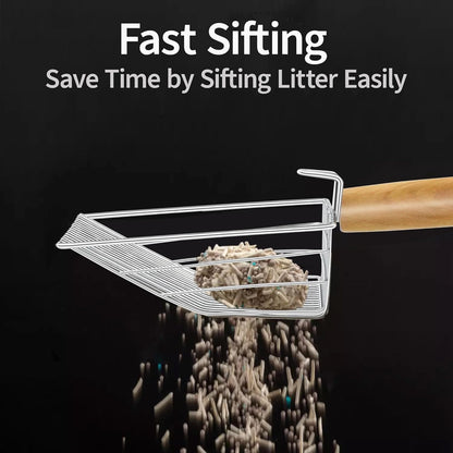 UFECODO Fast Sifting Cat Litter Scoop with Holder Stand, Stainless Steel Poop Scooper with