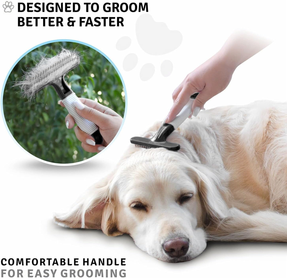 POODLIE Poodle Pet Dog Grooming Rake | Dematting Tool with Stainless Steel Shedding Comb for Pets |