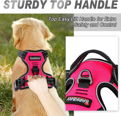 BARKBAY No Pull Dog Harness Front Clip Heavy Duty Reflective Easy Control Handle for Large Dog