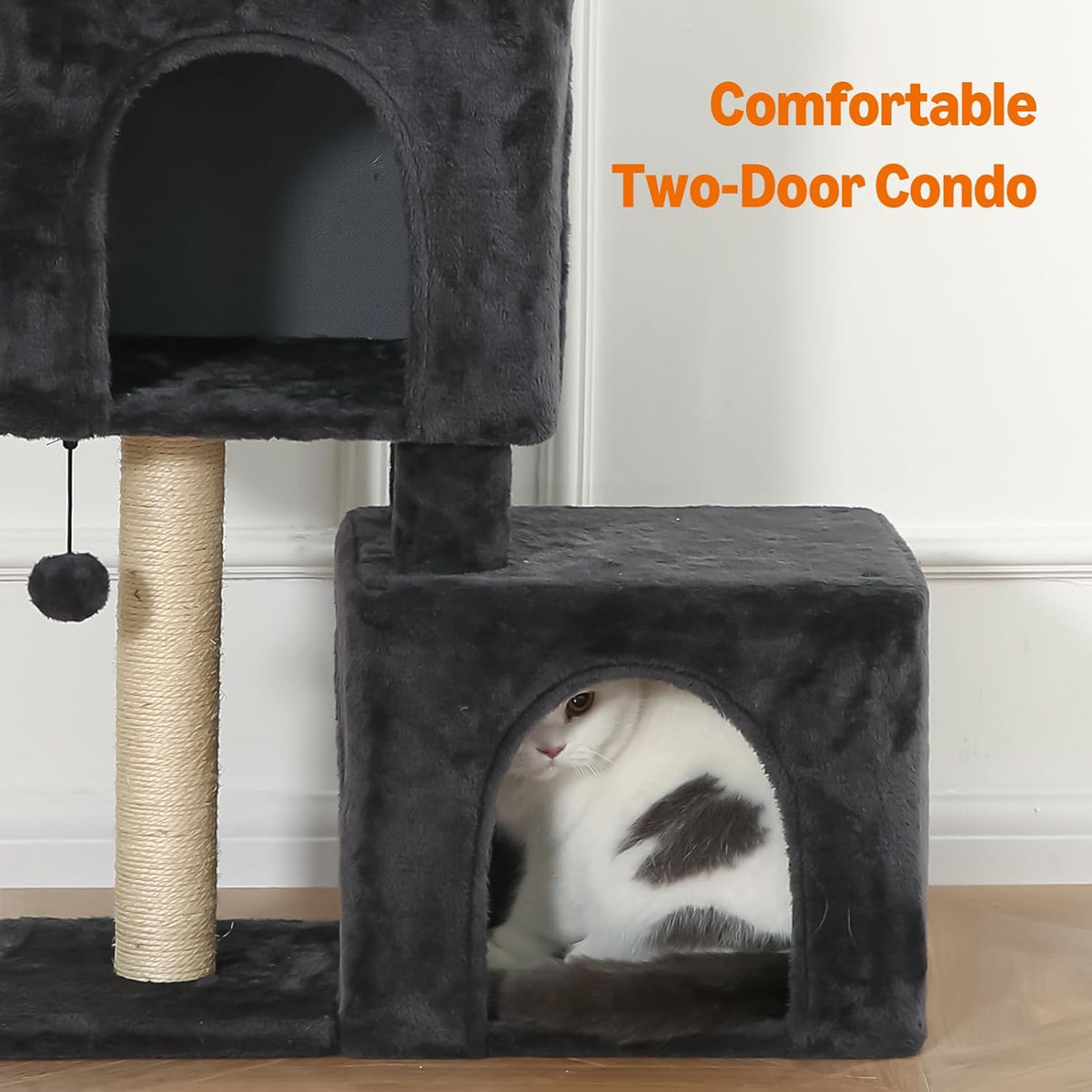 Amazon Basics 30 inch 2 Story Condo Cat Tree with Scratching Posts for Indoor Cats up to 16 lbs