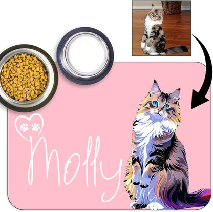 Personalized Dog Cat Feeding Mat Custom Pet Food Mat Waterproof Non-Slip Customized Puppy Name