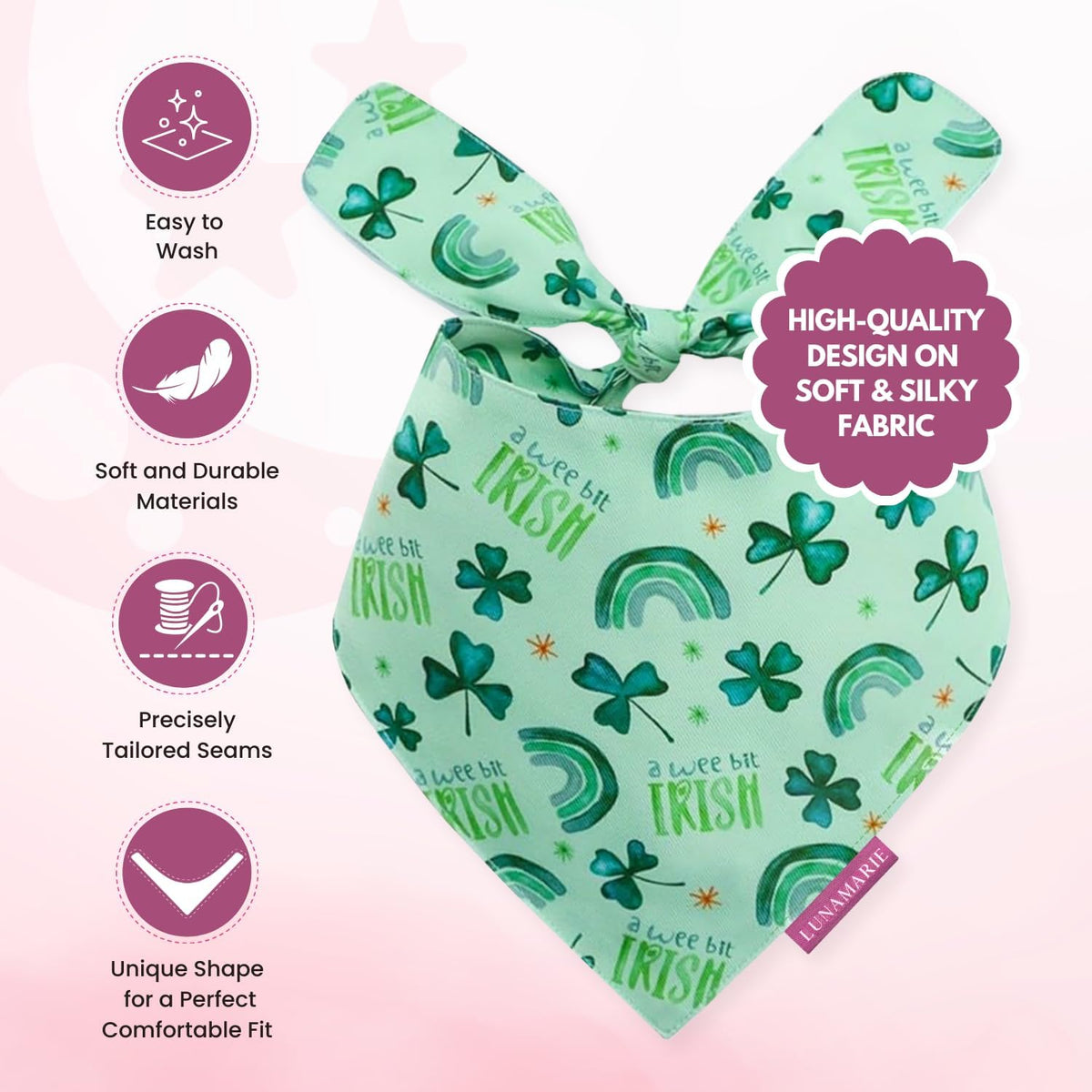 LunaMarie - Luxury Pet Birthday Bandanas -Premium & Silky Poly Fabric | 100% Handmade | Custom