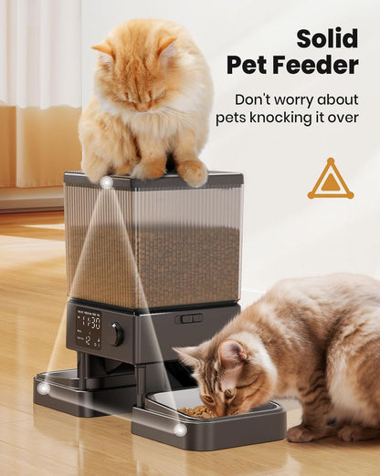 oneisall Automatic Cat Feeder for 2 Cats, 20 Cups/5L Automatic Cat Food Dispenser for Small Pets