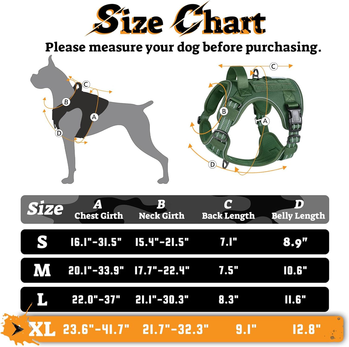 rabbitgoo Dog Harness for Large Dogs No Pull, Tactical Service Pet Vest with Molle and Control