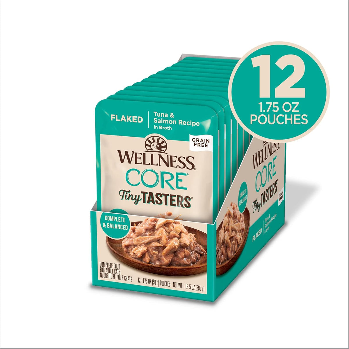 Wellness CORE Tiny Tasters Flaked Adult Wet Cat Food, Natural, Protein-Rich, Grain Free, 1.75-Ounce
