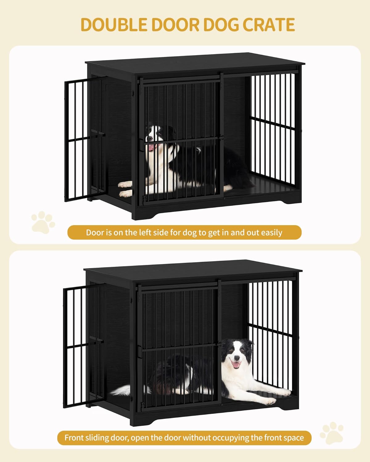 XXL Large Dog Crate Furniture, 46.9" Indoor Dog Kennel Furniture with Barn Door, Wooden Tall Dog