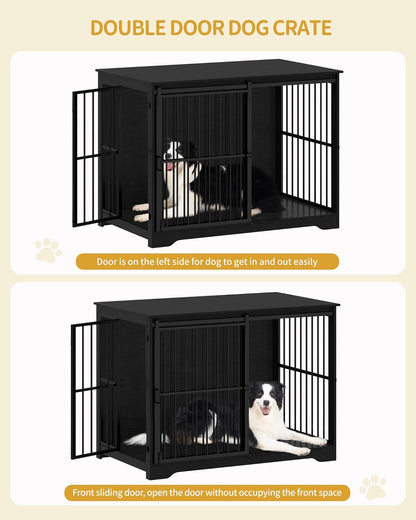 XXL Large Dog Crate Furniture, 46.9" Indoor Dog Kennel Furniture with Barn Door, Wooden Tall Dog