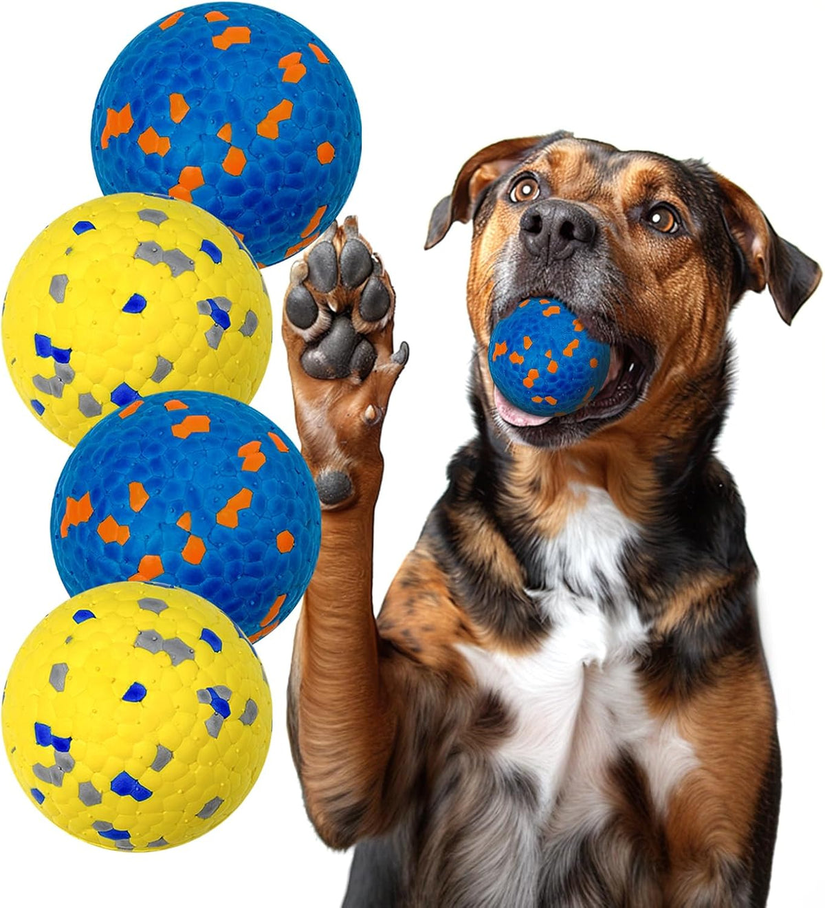 Indestructible Dog Ball Toy, Durable Dog Tennis Balls for Aggressive Chewers, High Bounce &