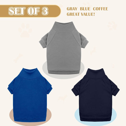 3 Pack Dog Sweater Fleece Turtleneck Soft Warm Sweatshirt Dog Sweaters for Small Dogs Puppy Sweater