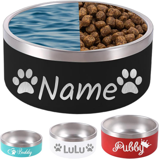 32OZ Personalized Dog Bowl Laser Engraved Custom Pet Name 18/32/42/64 oz No Slip Stainless Steel