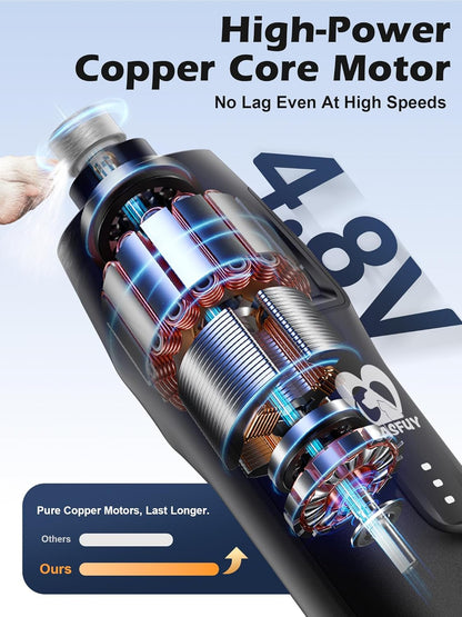Casfuy 6-Speed Dog Nail Grinder – 50%+ Boost Power Dog Nail Trimmers Quiet with Dust Cap & 2 LED