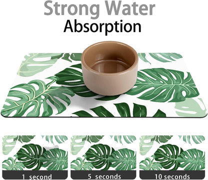 Dog Food Mat for Floors - Absorbent Bowl Mat for Food and Water Dispenser, Quick Dry Pet Supplies
