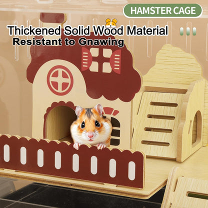 8 in 1 Clear Acrylic Hamster Cage with All Accessories,13.5''L* 10''W* 13''H Dwarf Hamster